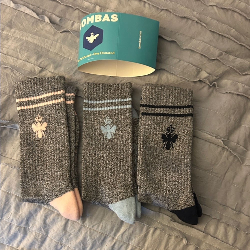 Bombas Women’s Crew Socks - Gray, Pink, Blue, Black